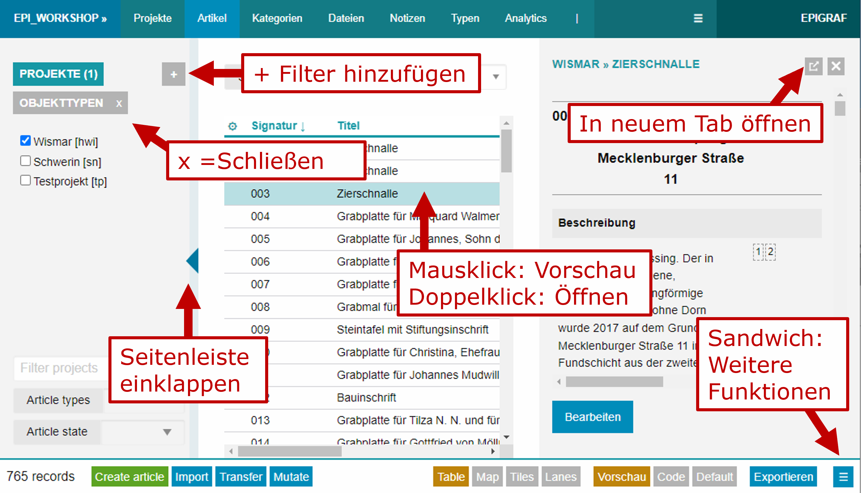 Epigraf Interface
