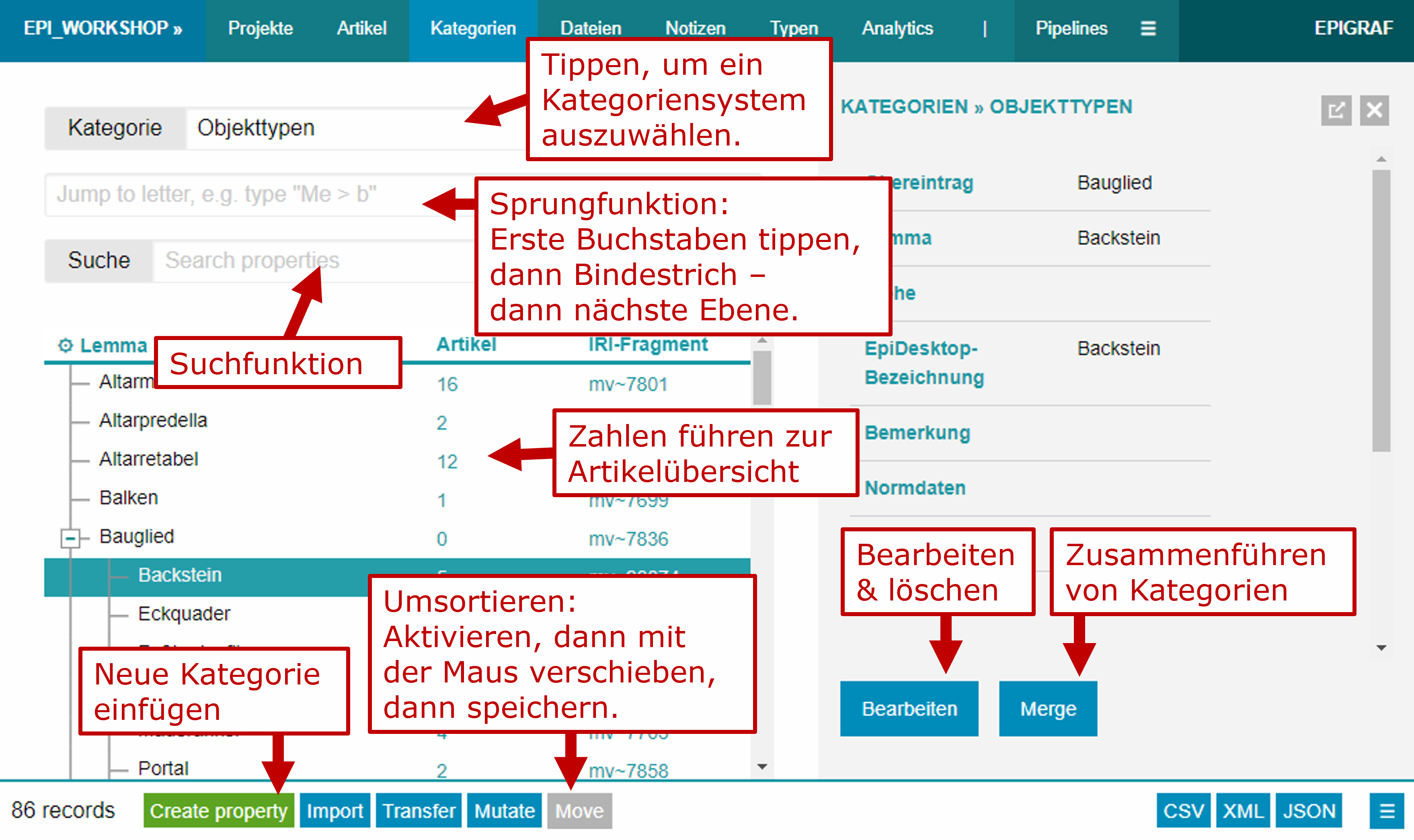 Epigraf categories example